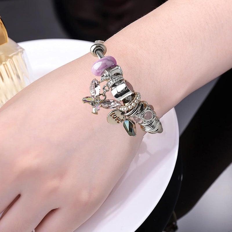 DS Charm Bracelets for girls,exquisite cute cartoon friendship bracelets Silver Stainless Steel Bangle with birthday Gift box, Adjustable girls jewelry Suitable for holiday gifts - Image 4